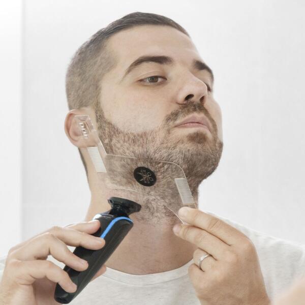 InnovaGoods Rasur Bartschablone für Trocknes oder nasses Rasieren, mit  integriertem Kamm, Hipster Barber InnovaGoods, Passt sich perfekt an die  Gesichtsform an