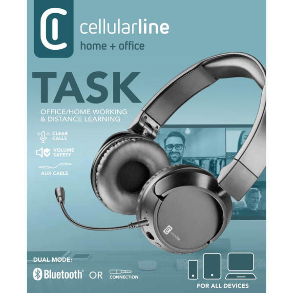 CELLULARLINE Cellularline Over-Ear Kopfhörer TASK für bluetoothfähige  Geräte und 3,5mm Klinken